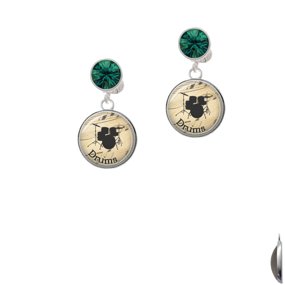 Domed Music - Drums Crystal Clip On Earrings Image 6