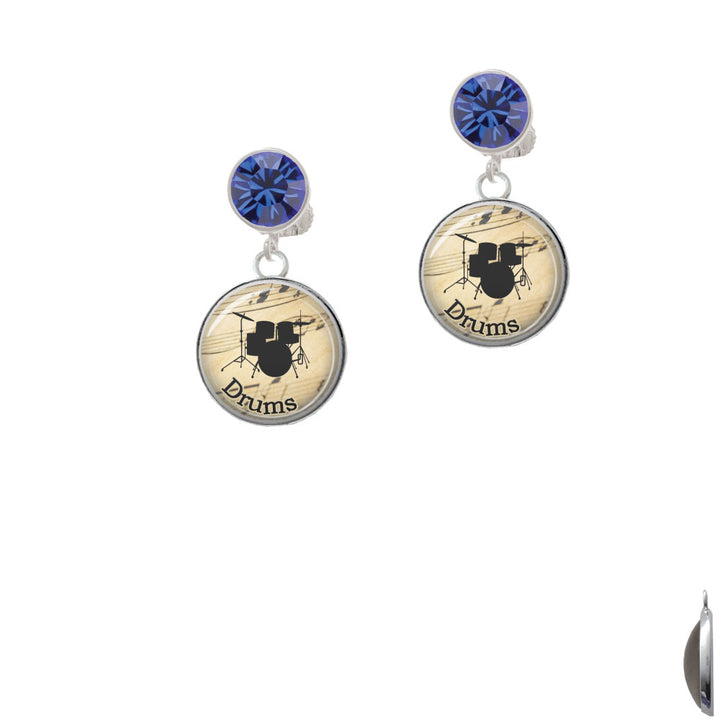 Domed Music - Drums Crystal Clip On Earrings Image 7