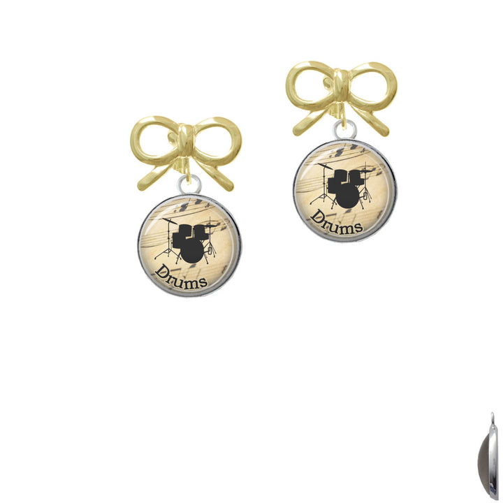 Domed Music - Drums Crystal Clip On Earrings Image 10