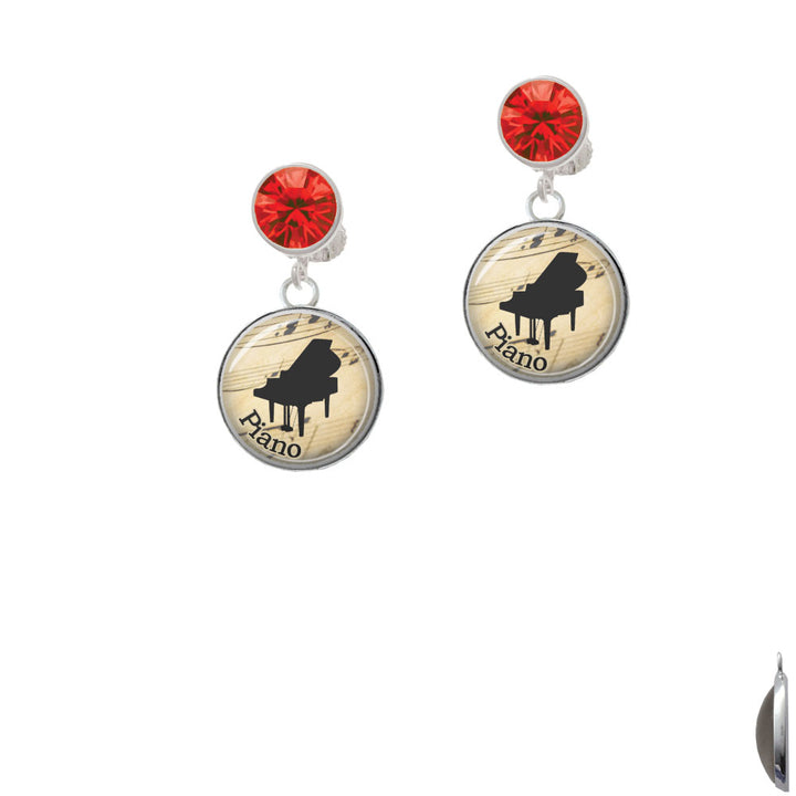 Domed Music - Piano Crystal Clip On Earrings Image 4