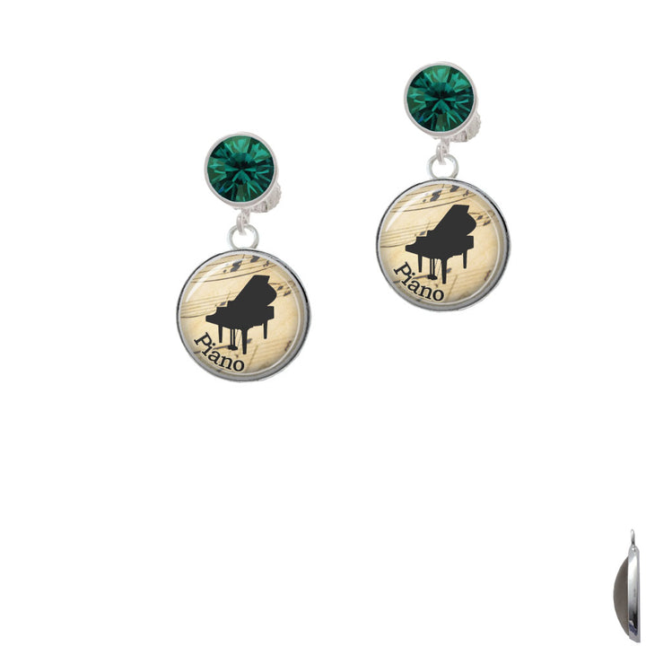 Domed Music - Piano Crystal Clip On Earrings Image 6