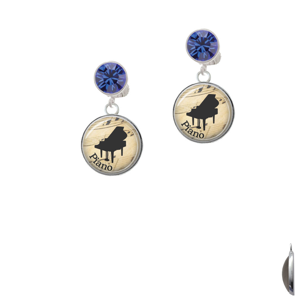 Domed Music - Piano Crystal Clip On Earrings Image 7