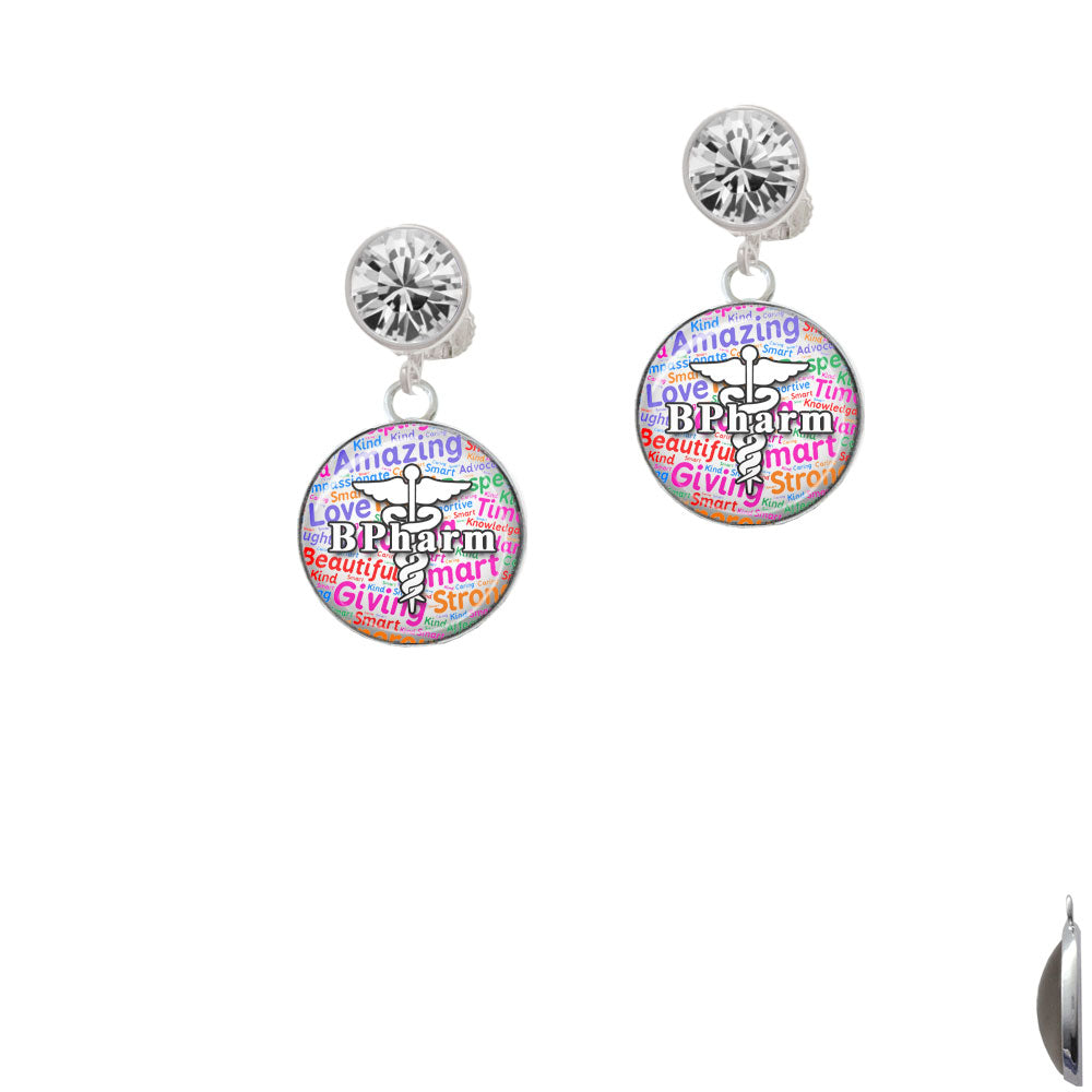 Domed Multi Color B Pharm Crystal Clip On Earrings Image 2