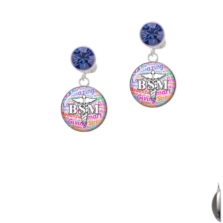 Domed Multi Color BSM Crystal Clip On Earrings Image 1