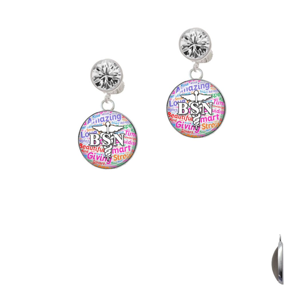 Domed Multi Color BSN Crystal Clip On Earrings Image 1