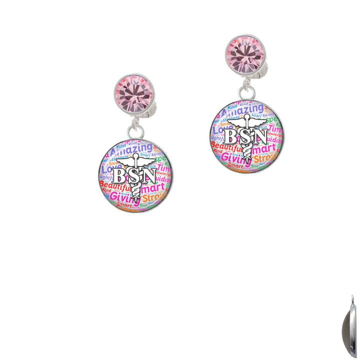 Domed Multi Color BSN Crystal Clip On Earrings Image 1