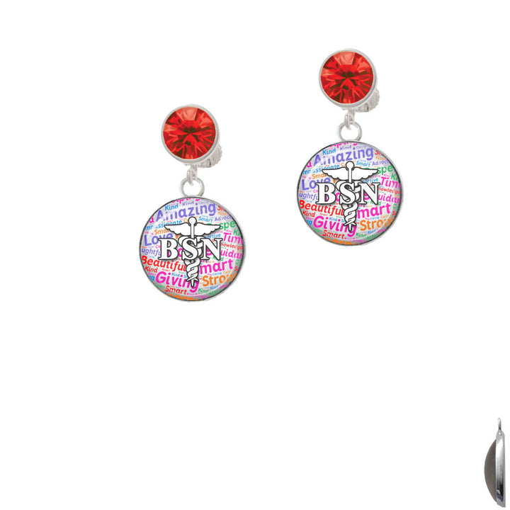 Domed Multi Color BSN Crystal Clip On Earrings Image 1