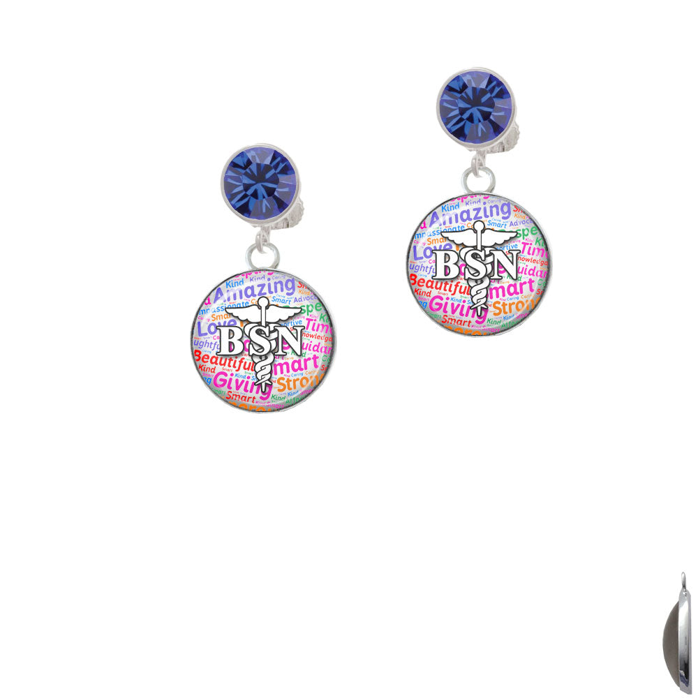 Domed Multi Color BSN Crystal Clip On Earrings Image 7