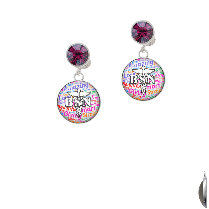 Domed Multi Color BSN Crystal Clip On Earrings Image 8