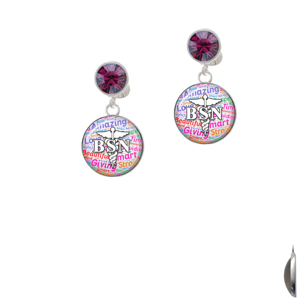 Domed Multi Color BSN Crystal Clip On Earrings Image 1