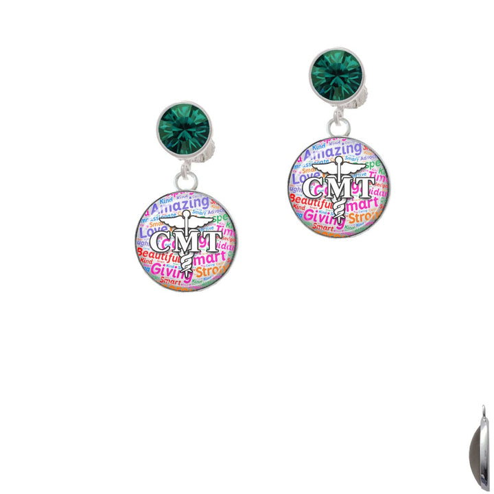 Domed Multi Color CMT Crystal Clip On Earrings Image 1