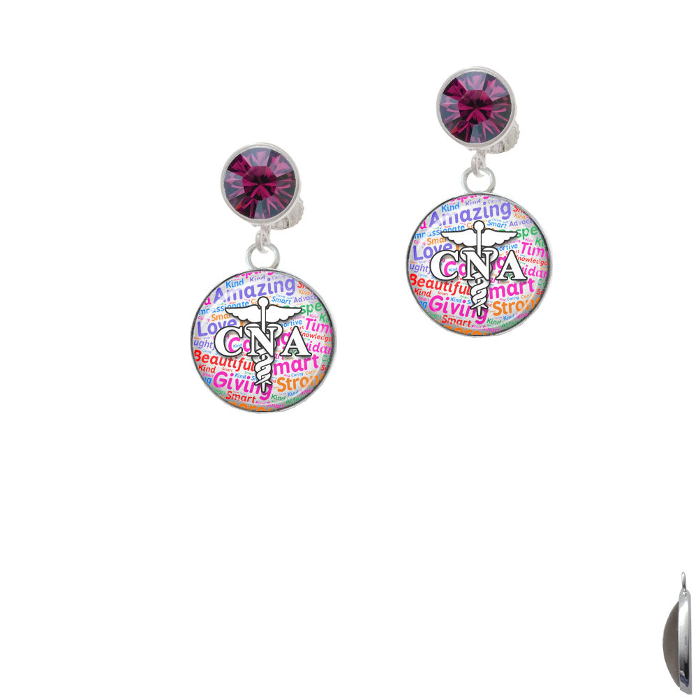 Domed Multi Color CNA Crystal Clip On Earrings Image 8