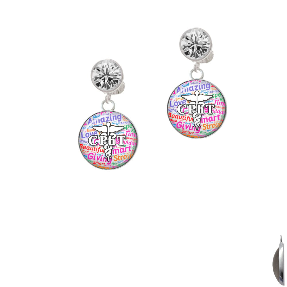 Domed Multi Color CPhT Crystal Clip On Earrings Image 1