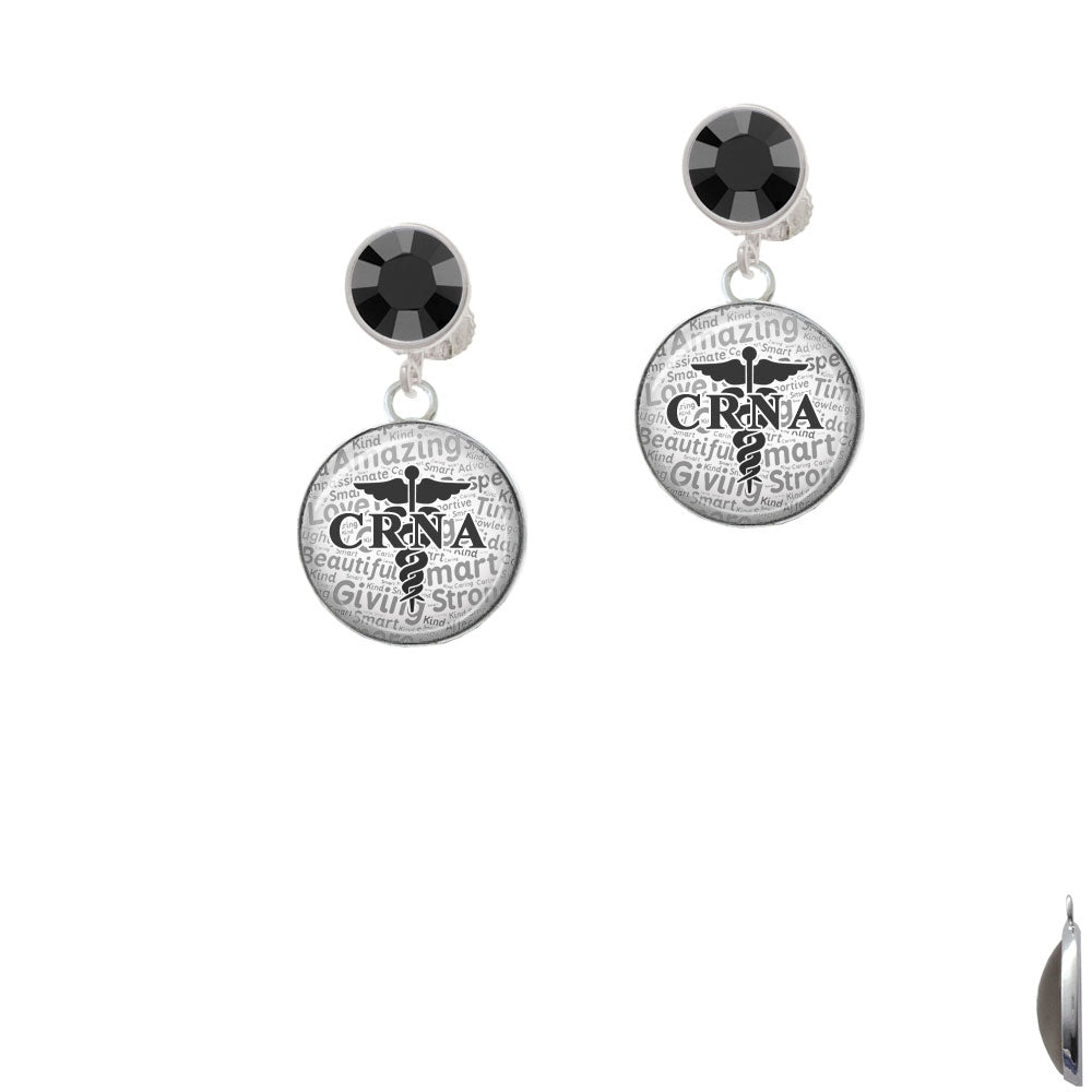 Domed Black CRNA Crystal Clip On Earrings Image 3