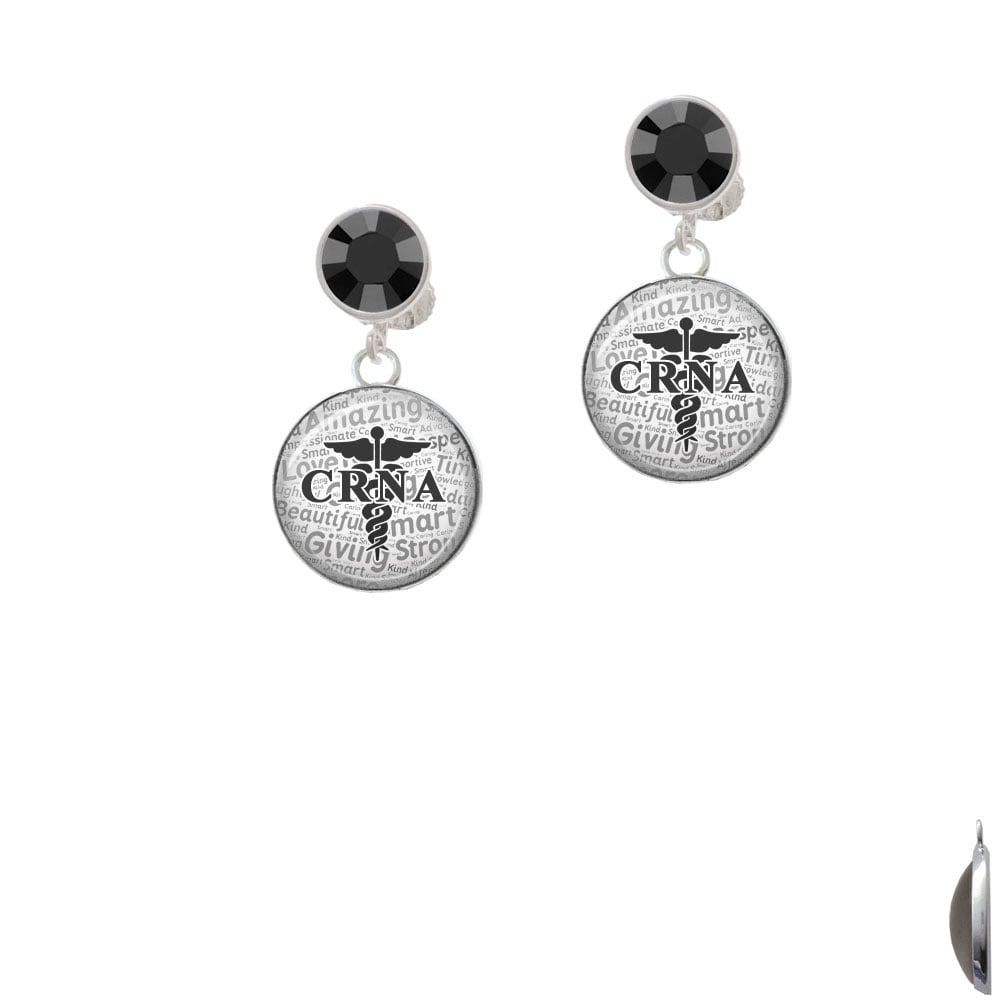 Domed Black CRNA Crystal Clip On Earrings Image 1