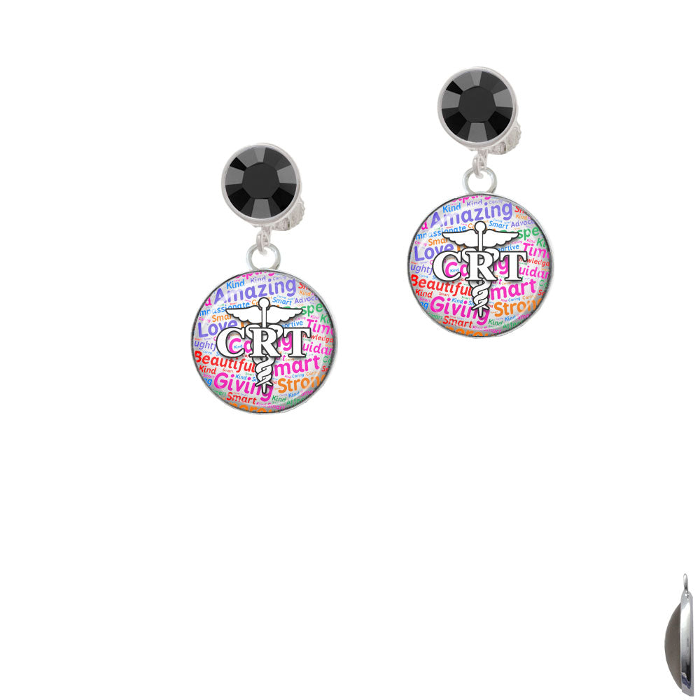 Domed Multi Color CRT Crystal Clip On Earrings Image 3