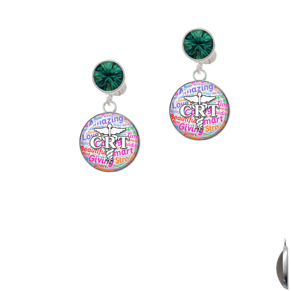 Domed Multi Color CRT Crystal Clip On Earrings Image 6