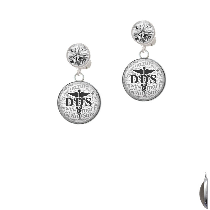 Domed Black DDS Crystal Clip On Earrings Image 2