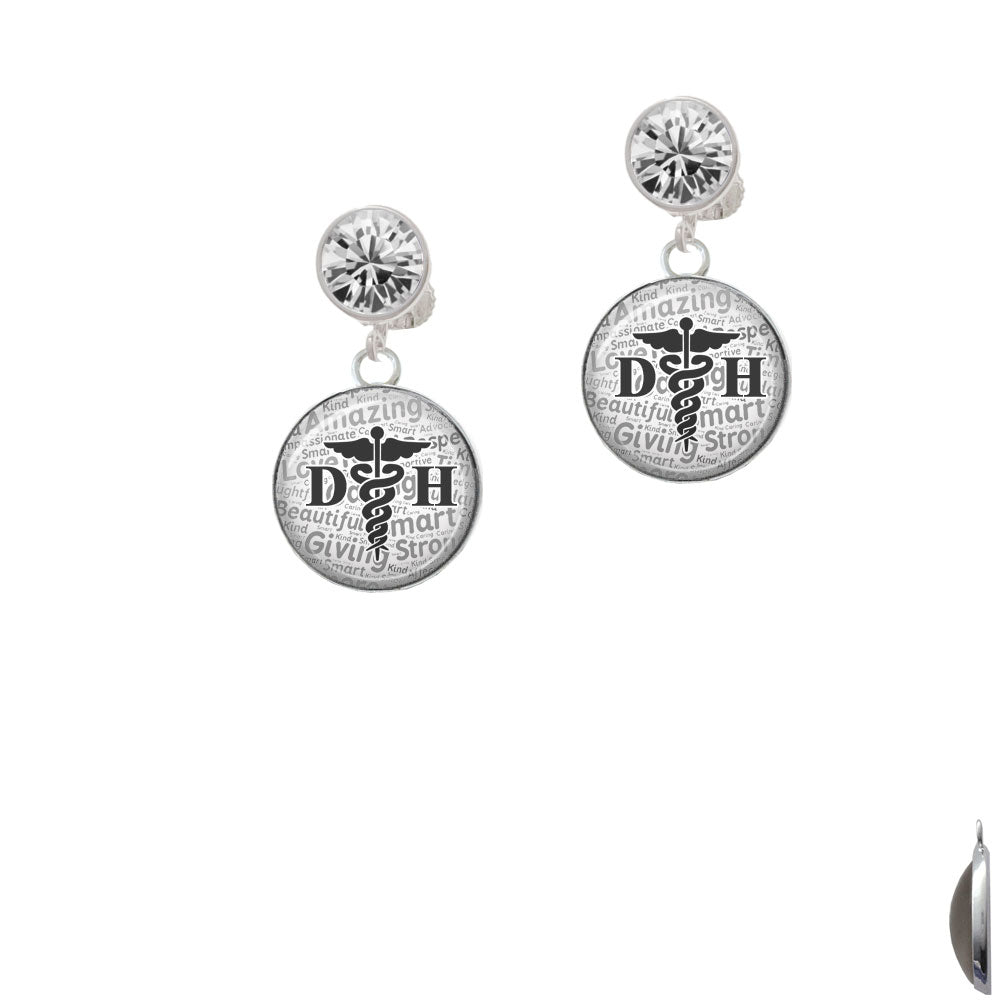 Domed Black DH Crystal Clip On Earrings Image 2