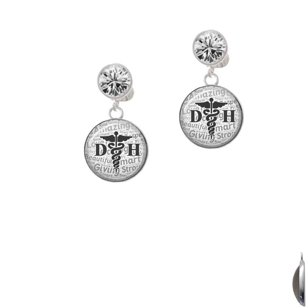 Domed Black DH Crystal Clip On Earrings Image 1