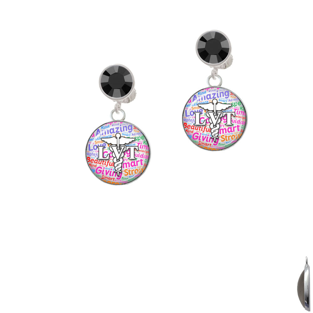 Domed Multi Color LVT Crystal Clip On Earrings Image 3