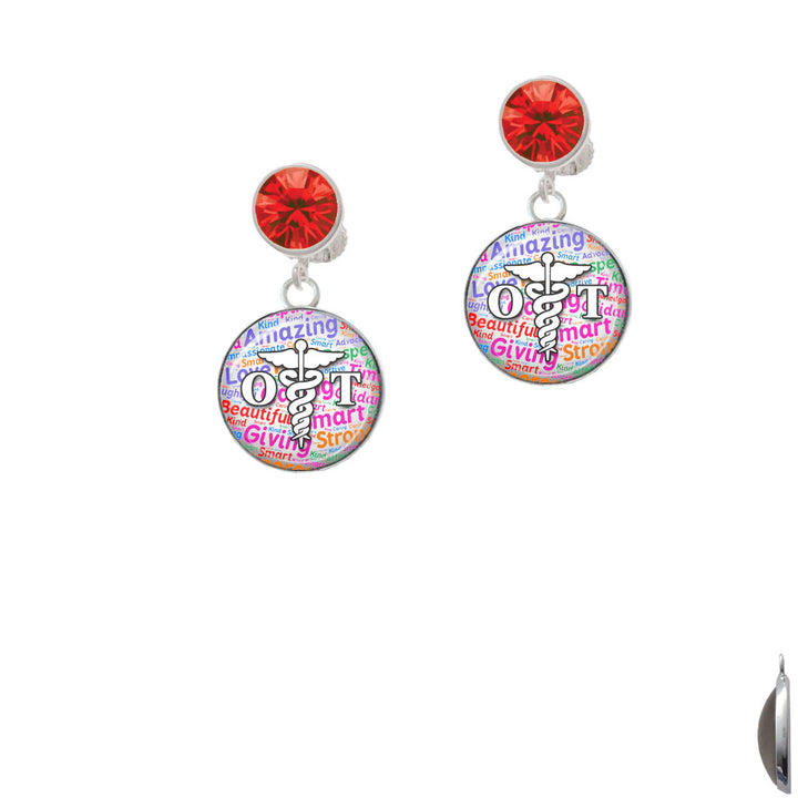 Domed Multi Color OT Crystal Clip On Earrings Image 4