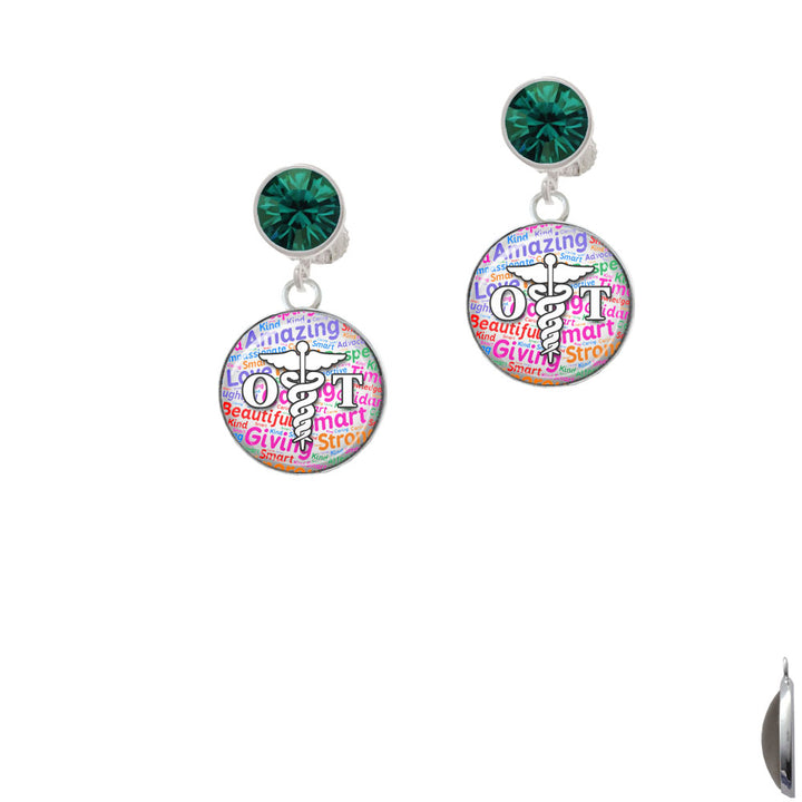 Domed Multi Color OT Crystal Clip On Earrings Image 6