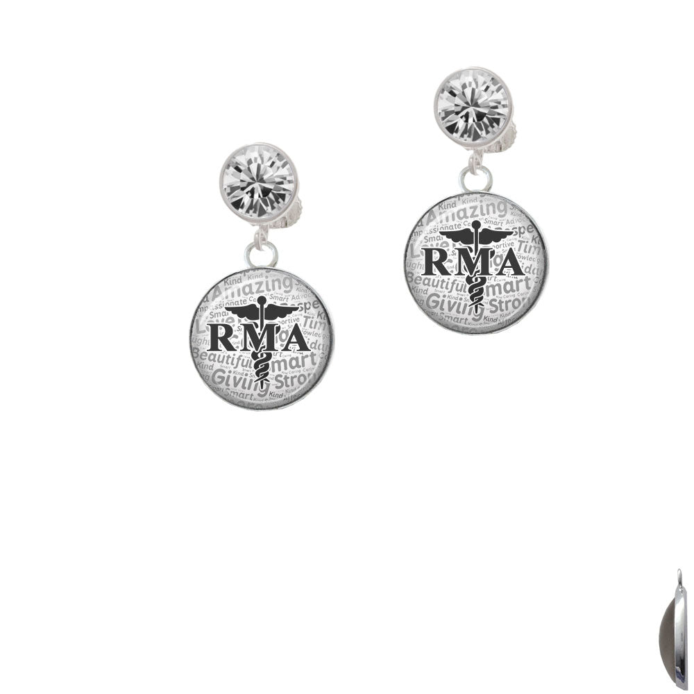 Domed Black RMA Crystal Clip On Earrings Image 2