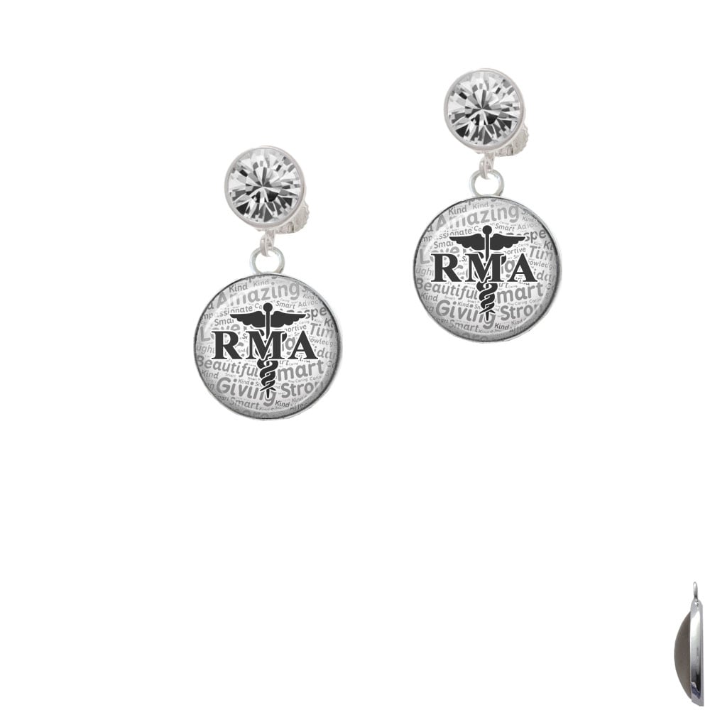 Domed Black RMA Crystal Clip On Earrings Image 1