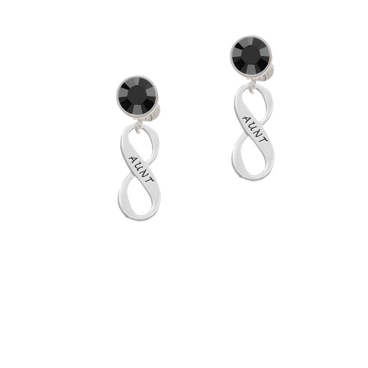Aunt Infinity Sign Crystal Clip On Earrings Image 3