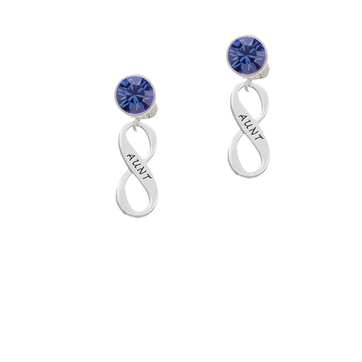 Aunt Infinity Sign Crystal Clip On Earrings Image 7