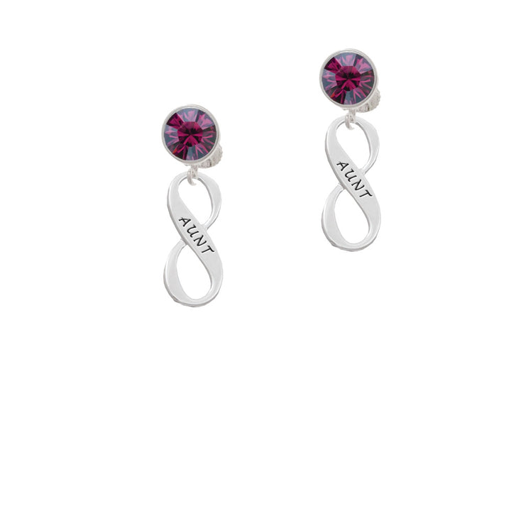 Aunt Infinity Sign Crystal Clip On Earrings Image 8