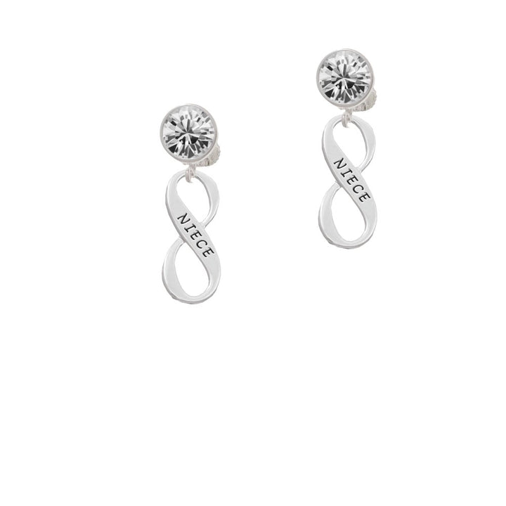 Niece Infinity Sign Crystal Clip On Earrings Image 1