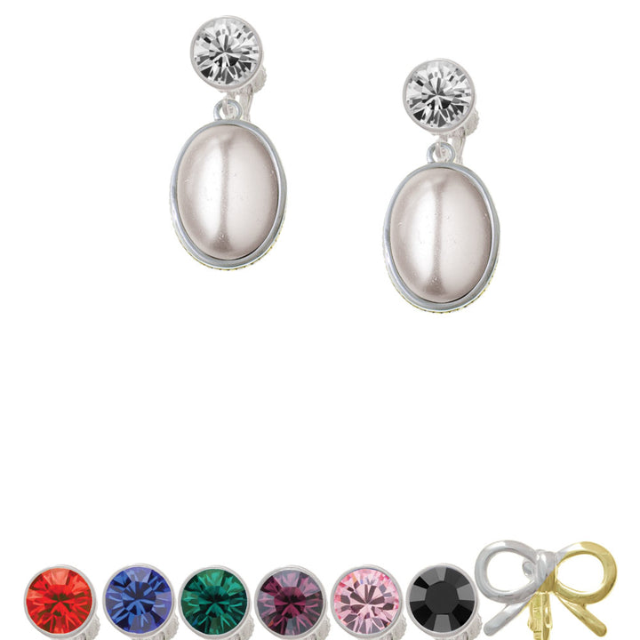 Small Gray Imitation Pearl Crystal Clip On Earrings Image 1