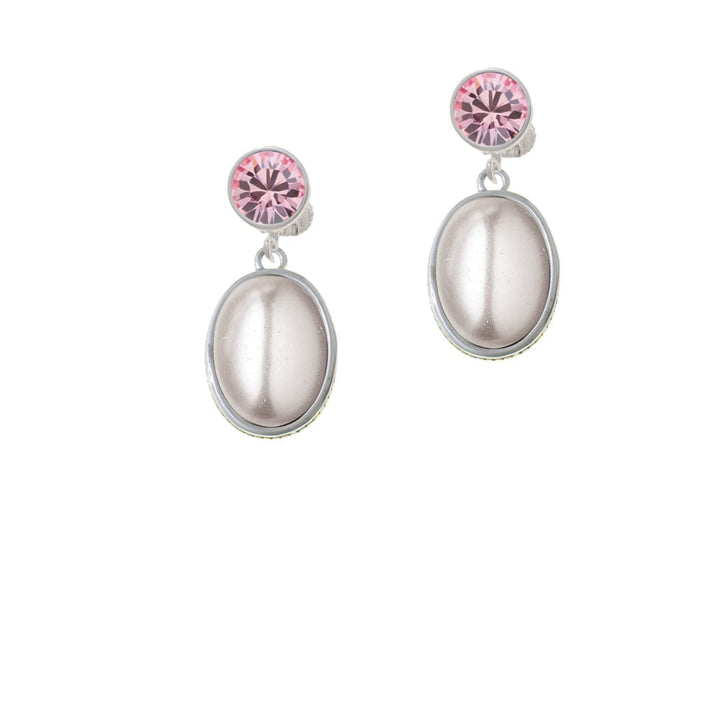 Small Gray Imitation Pearl Crystal Clip On Earrings Image 1