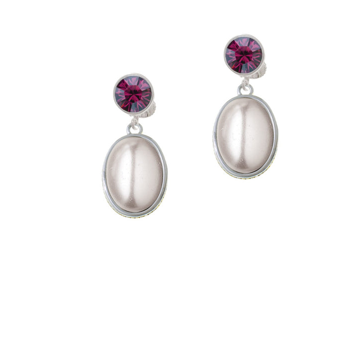 Small Gray Imitation Pearl Crystal Clip On Earrings Image 8