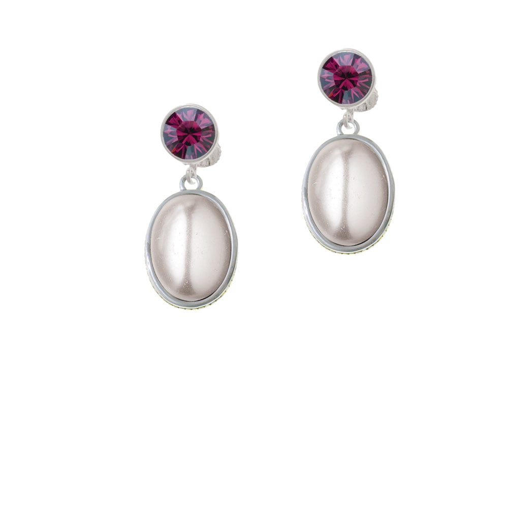 Small Gray Imitation Pearl Crystal Clip On Earrings Image 1