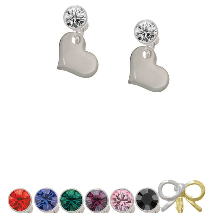 Stainless Steel Heart Crystal Clip On Earrings Image 1