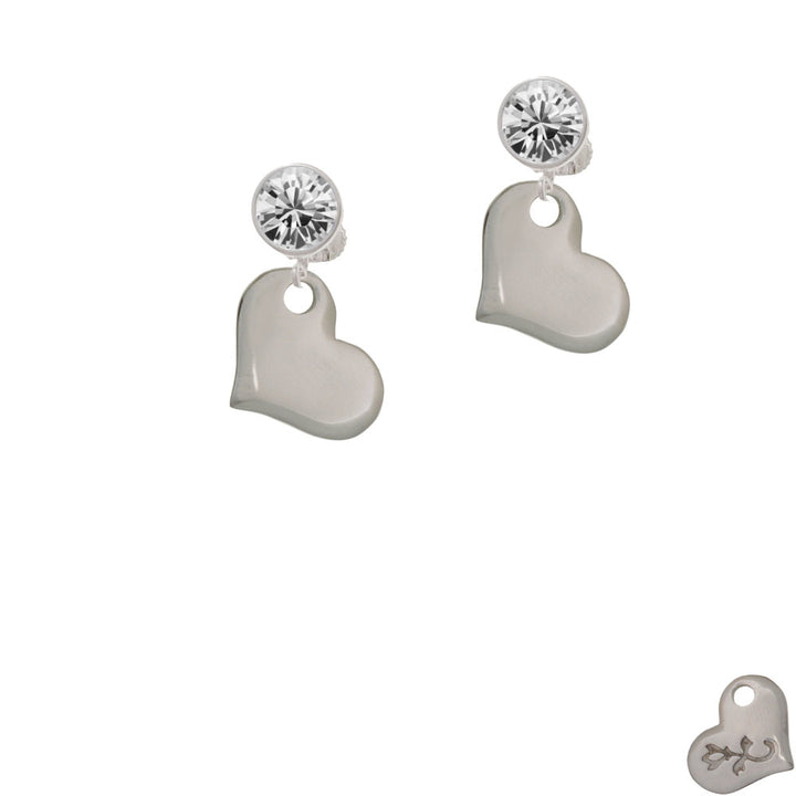 Stainless Steel Heart Crystal Clip On Earrings Image 2