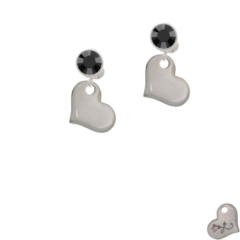 Stainless Steel Heart Crystal Clip On Earrings Image 3