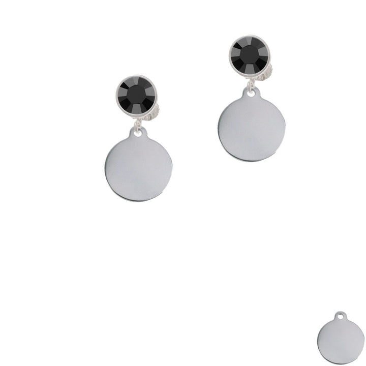 Stainless Steel Disc Crystal Clip On Earrings Image 3