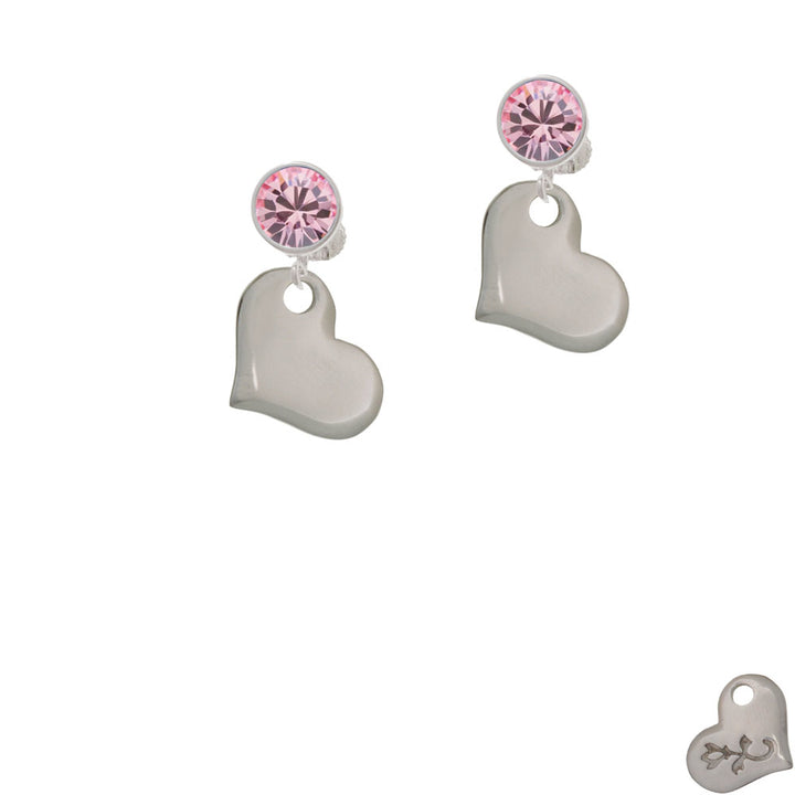 Stainless Steel Heart Crystal Clip On Earrings Image 4