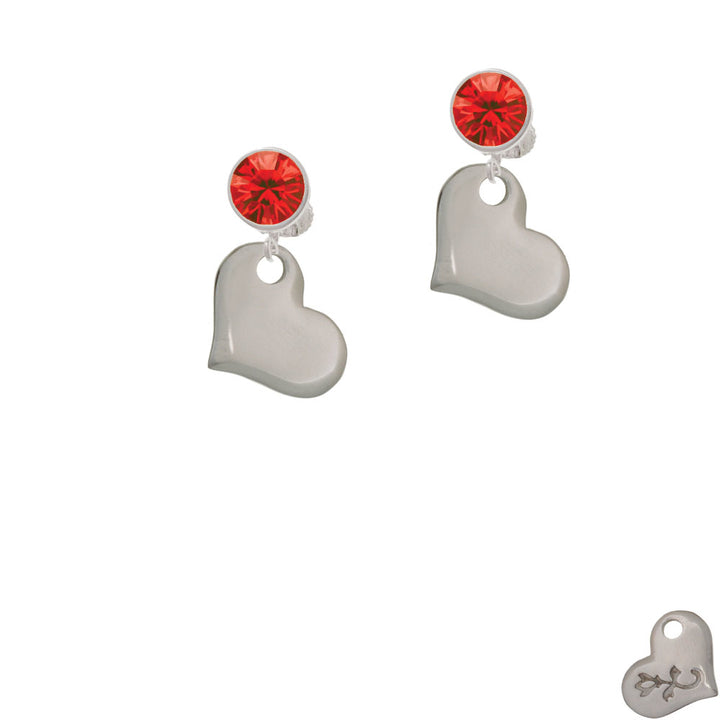 Stainless Steel Heart Crystal Clip On Earrings Image 4