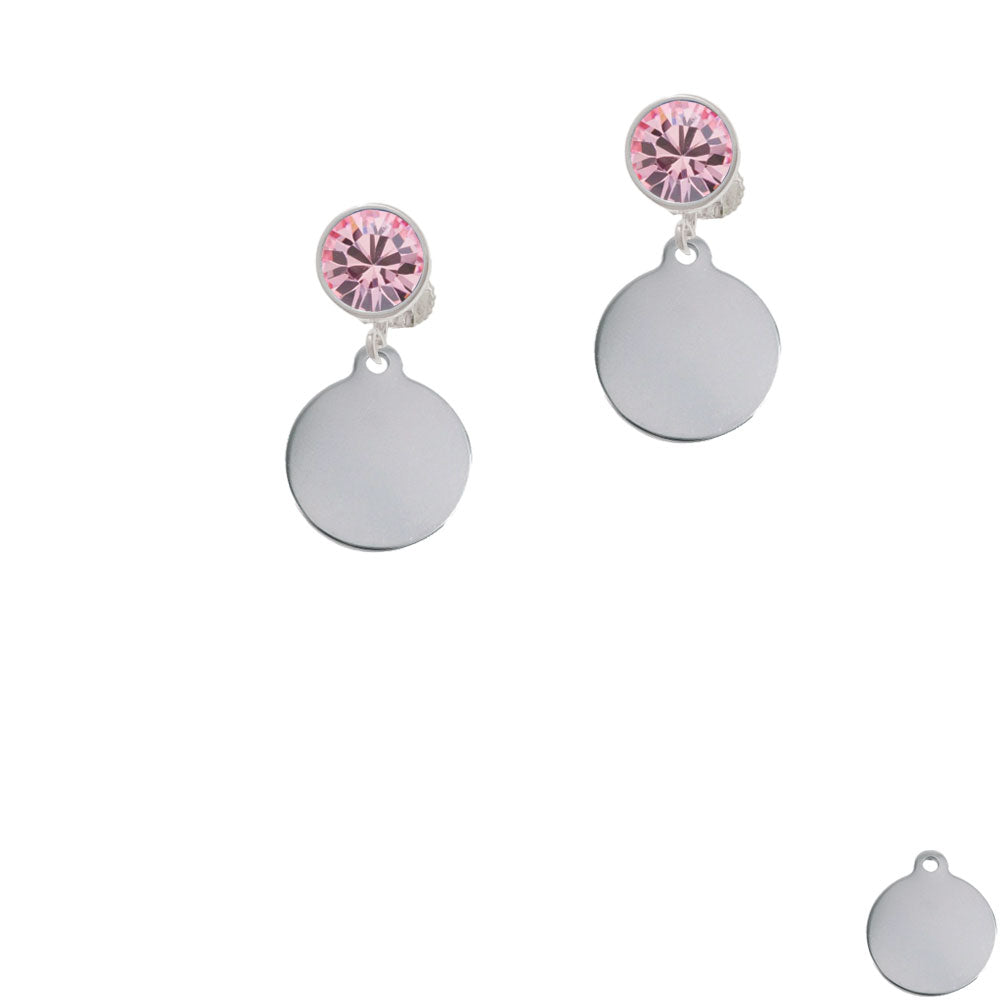 Stainless Steel Disc Crystal Clip On Earrings Image 4