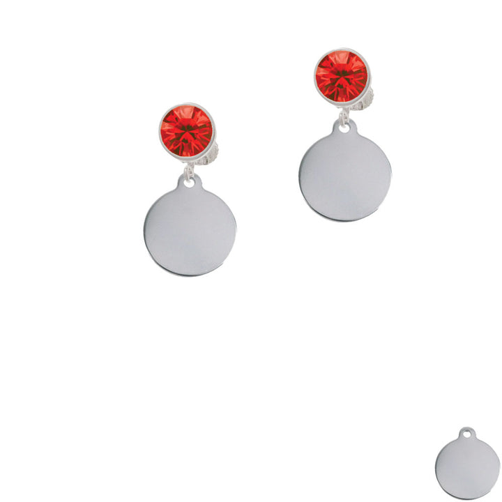 Stainless Steel Disc Crystal Clip On Earrings Image 4