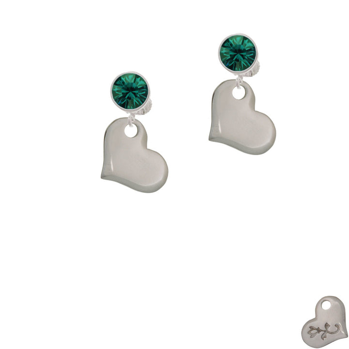 Stainless Steel Heart Crystal Clip On Earrings Image 6