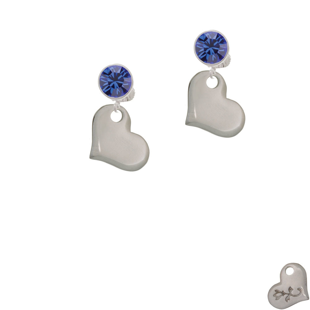 Stainless Steel Heart Crystal Clip On Earrings Image 7