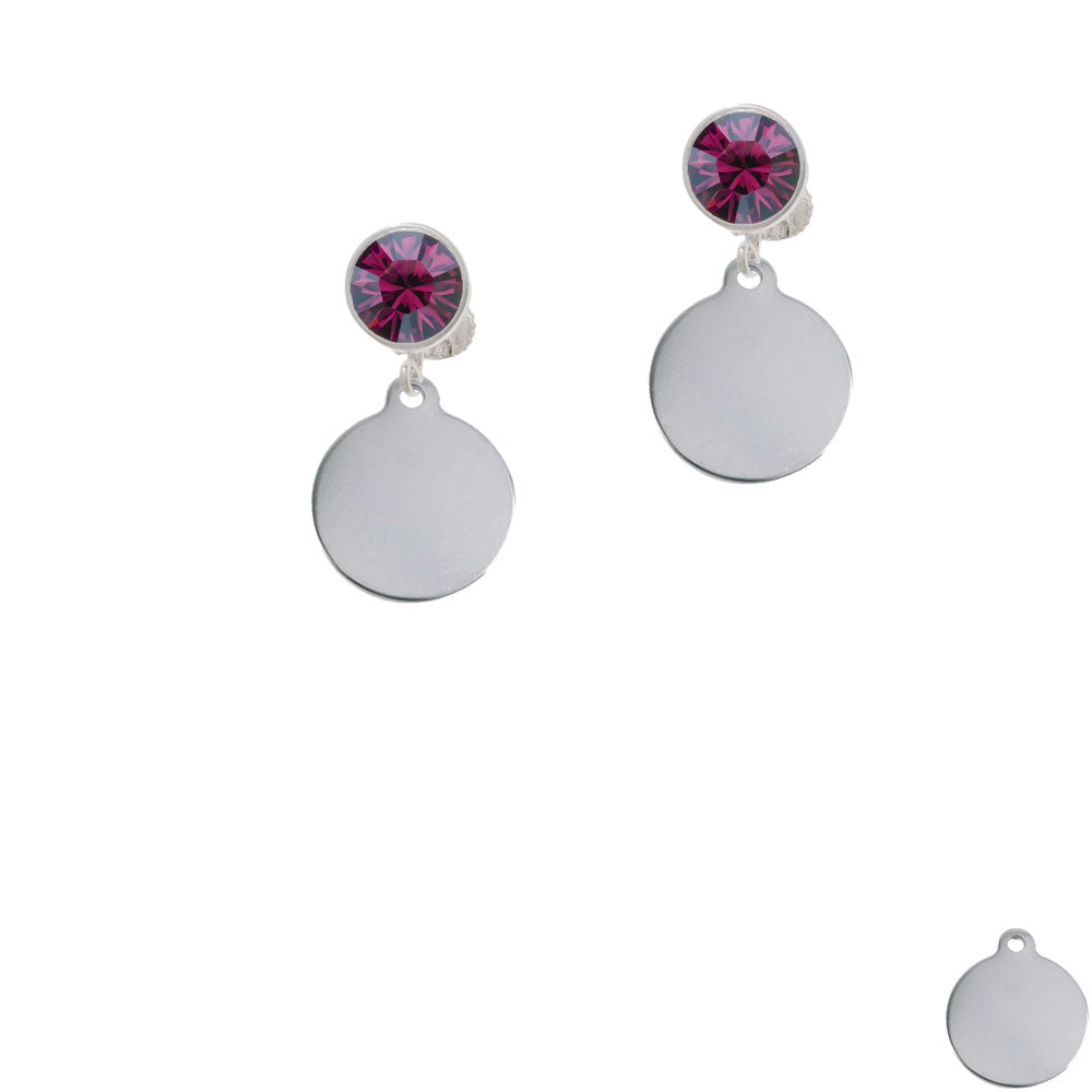 Stainless Steel Disc Crystal Clip On Earrings Image 8