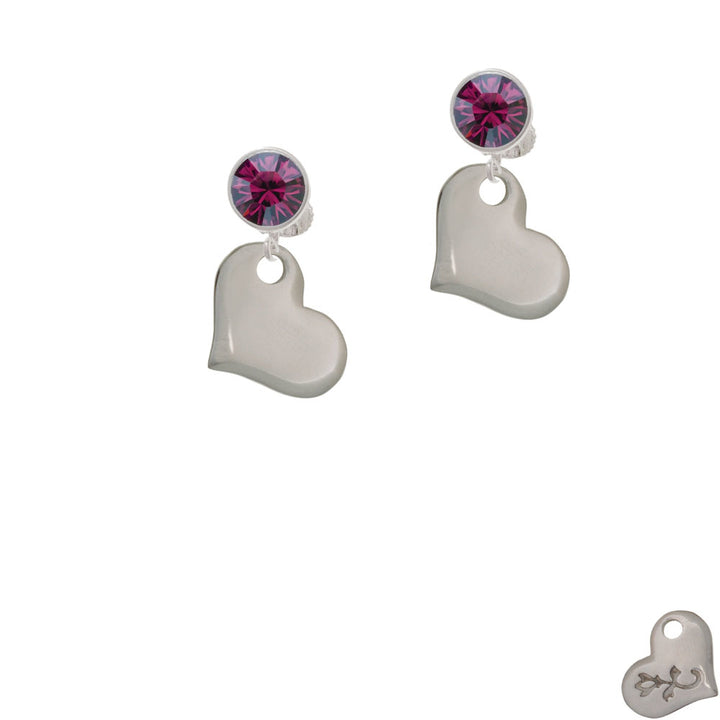 Stainless Steel Heart Crystal Clip On Earrings Image 8