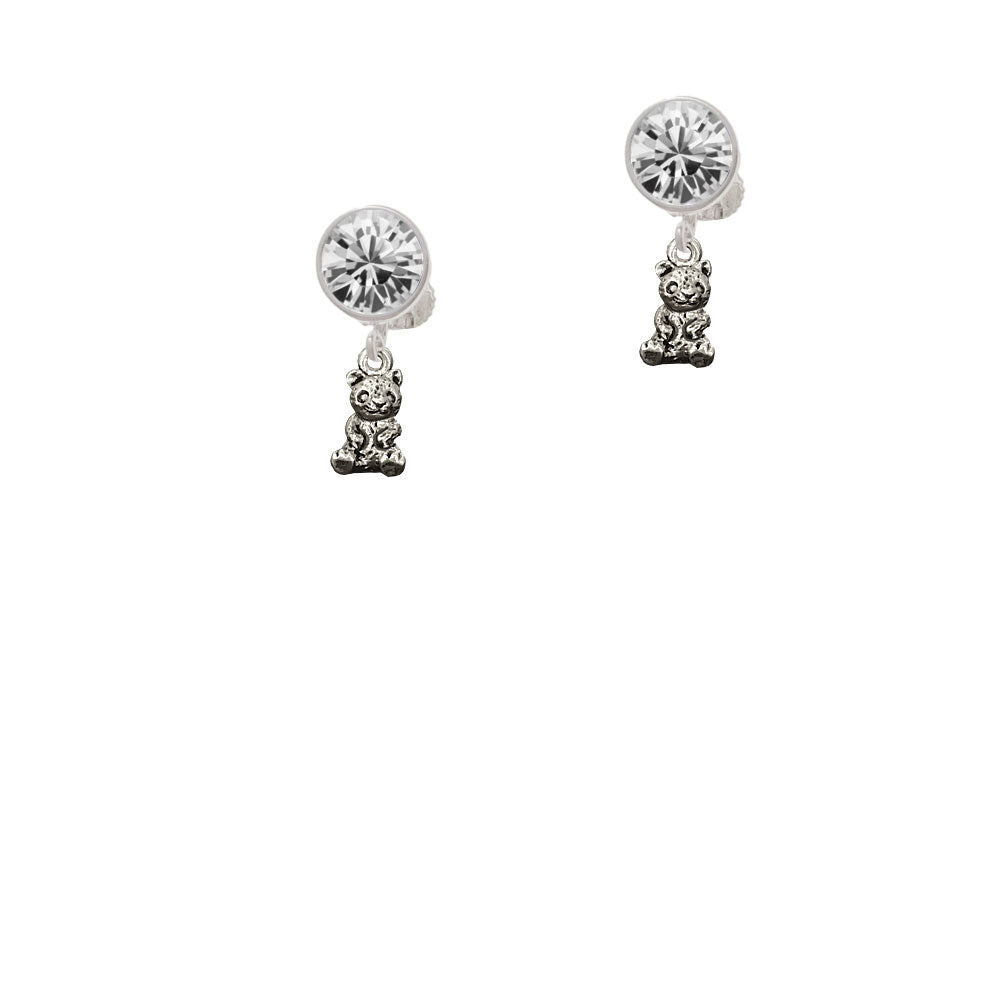 Baby Panda Bear Sitting Crystal Clip On Earrings Image 2